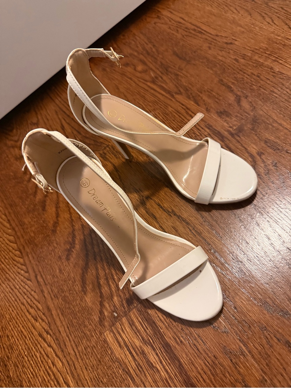 Dream Pairs Cream Open-Toe Ankle-Strap Stiletto Heels